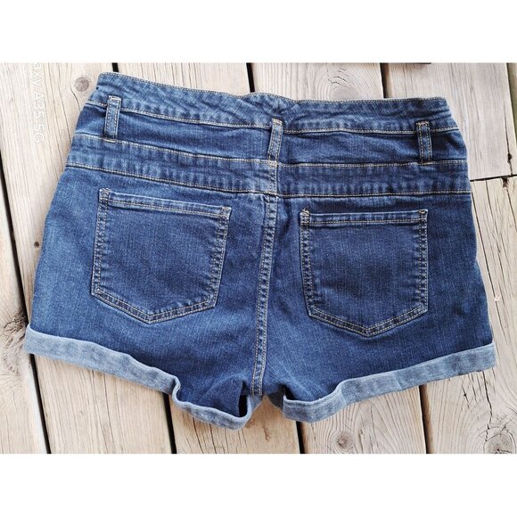 Mossimo Supply Co. Womens Denim Cuffed Shorts Medium Wash Blue 14/32 Mid-Rise Si - Picture 11 of 11